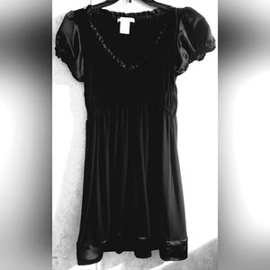 Wishing Wishing Wishing Black Ruffled satin Sleeves & satin trimming on bottom.